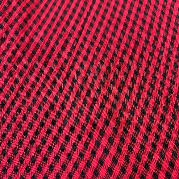 KHAKI Rose Vintage Gingham Slip Maxi Fishtail Skirt Pullon Size S Red Black - Picture 9 of 13
